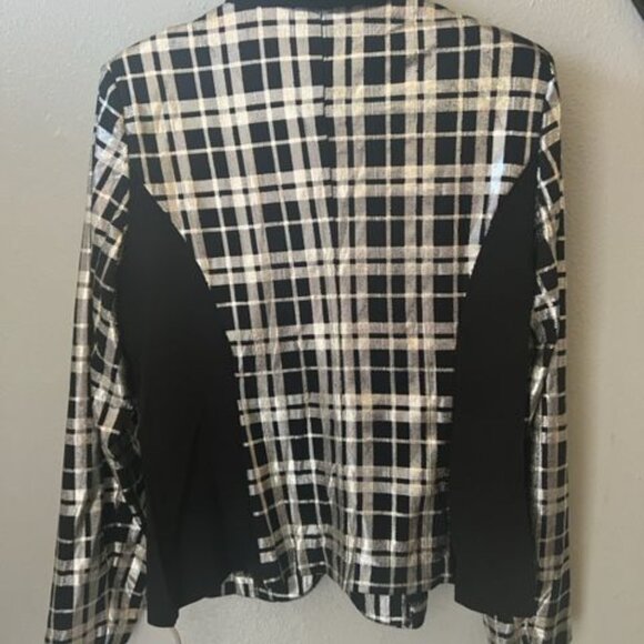 Berek Women's Plaid Blazer Jacket Metallic Black & gold elegant formal jacket - Picture 2 of 8